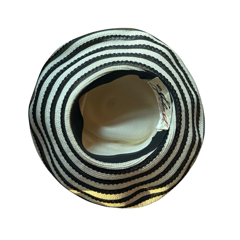 1960s Mr. John Jr. Wide-Brimmed Straw Sun Hat‎ w/Ribbon & Bow - Picture 7 of 8
